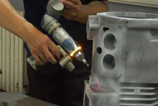 Handheld inspection of a casting surface during valve casting repair inspection planning